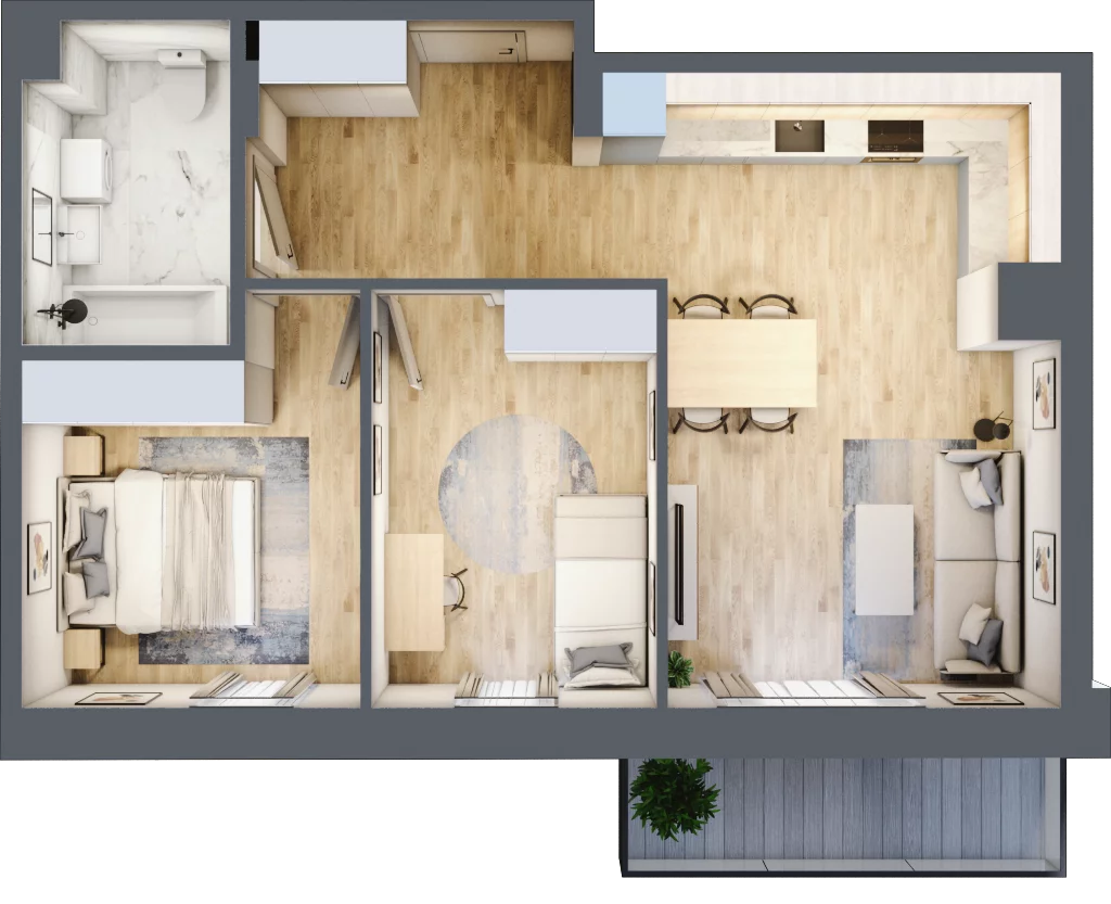 3 pokoje, mieszkanie 60,20 m², piętro 3, oferta nr 95, Na Wspólnej, Wólka Grodziska, ul. Wspólna 5