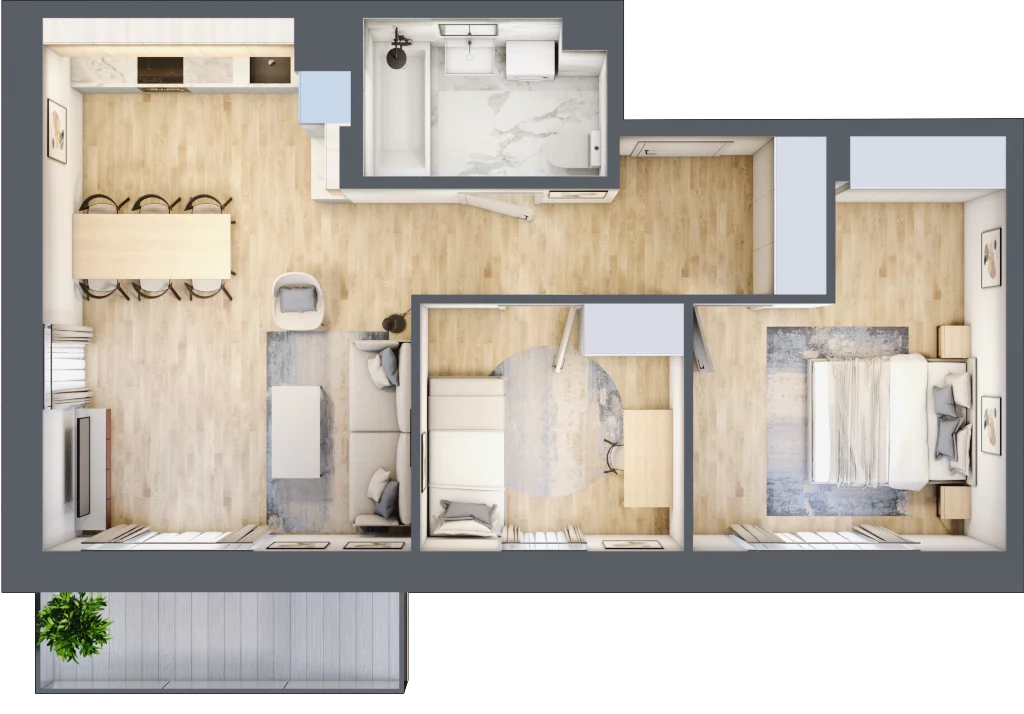 3 pokoje, mieszkanie 59,99 m², piętro 3, oferta nr 97, Na Wspólnej, Wólka Grodziska, ul. Wspólna 5