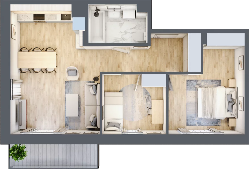 3 pokoje, mieszkanie 59,99 m², piętro 4, oferta nr 108, Na Wspólnej, Wólka Grodziska, ul. Wspólna 5