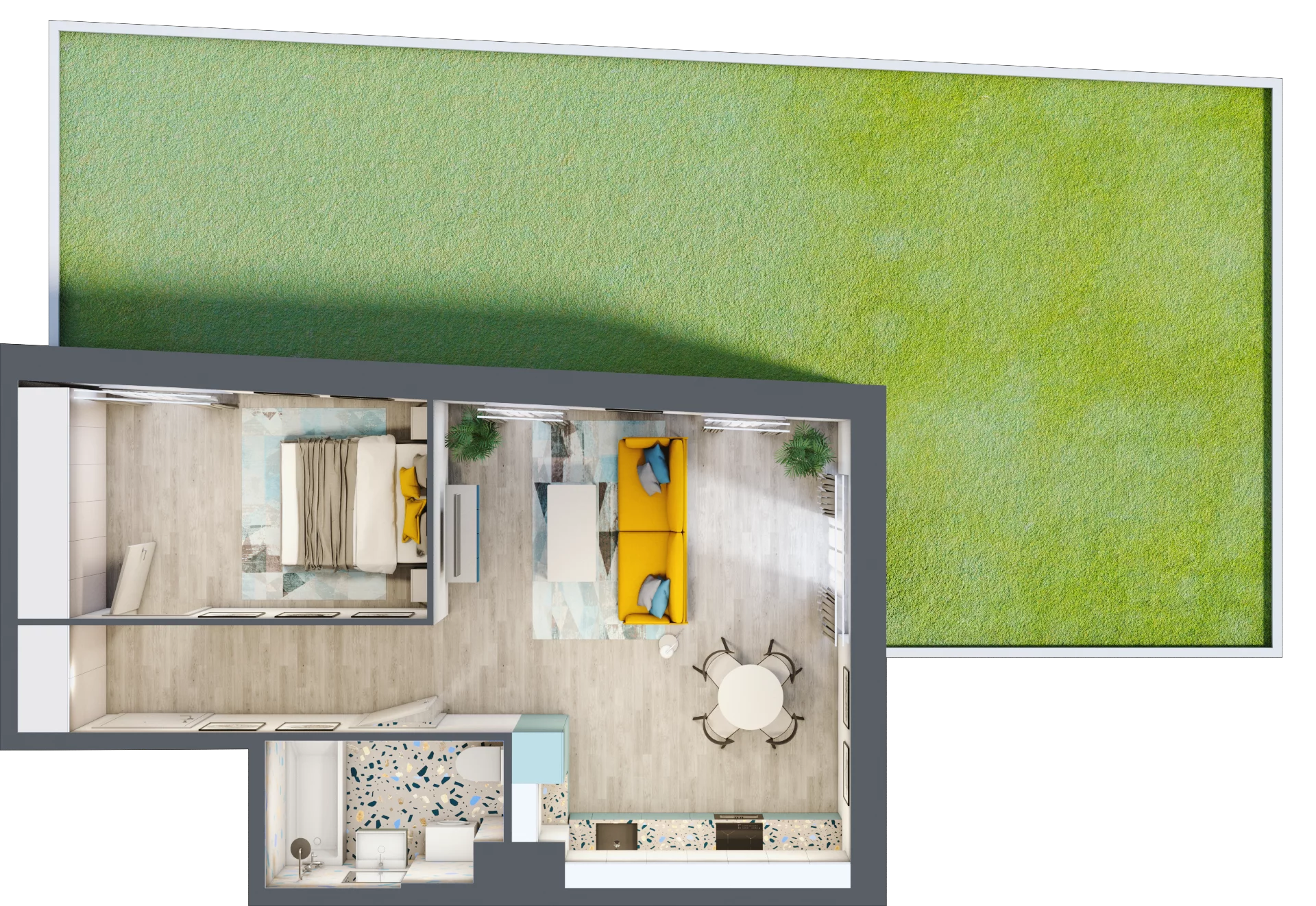 2 pokoje, mieszkanie 48,59 m², parter, oferta nr 3, Julianów Verde, Julianów, ul. Urbanistów