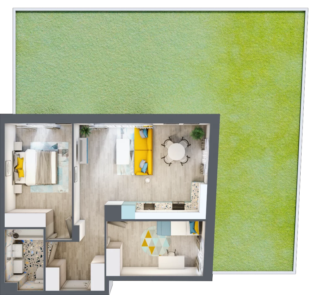 3 pokoje, mieszkanie 60,06 m², parter, oferta nr 2, Julianów Verde, Julianów, ul. Urbanistów