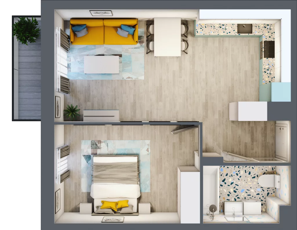 2 pokoje, mieszkanie 47,36 m², piętro 2, oferta nr 32, Julianów Verde, Julianów, ul. Urbanistów