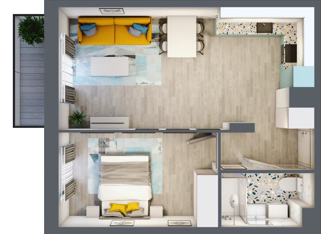 2 pokoje, mieszkanie 45,00 m², piętro 3, oferta nr 42, Julianów Verde, Julianów, ul. Urbanistów