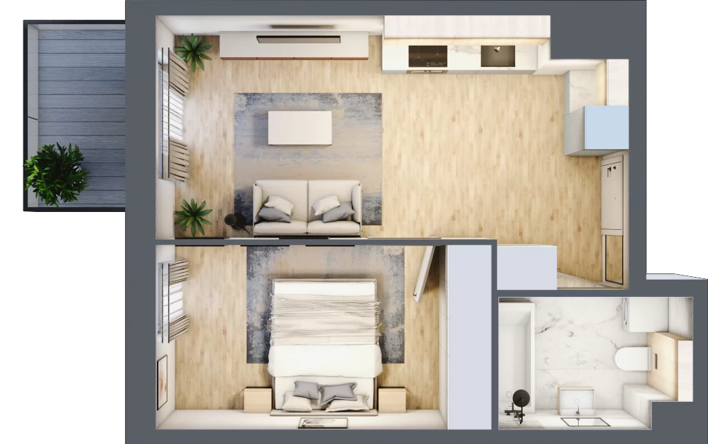 2 pokoje, mieszkanie 36,92 m², piętro 5, oferta nr E.037, Centralna Vita, Kraków, Czyżyny, ul. Ciesielskiego