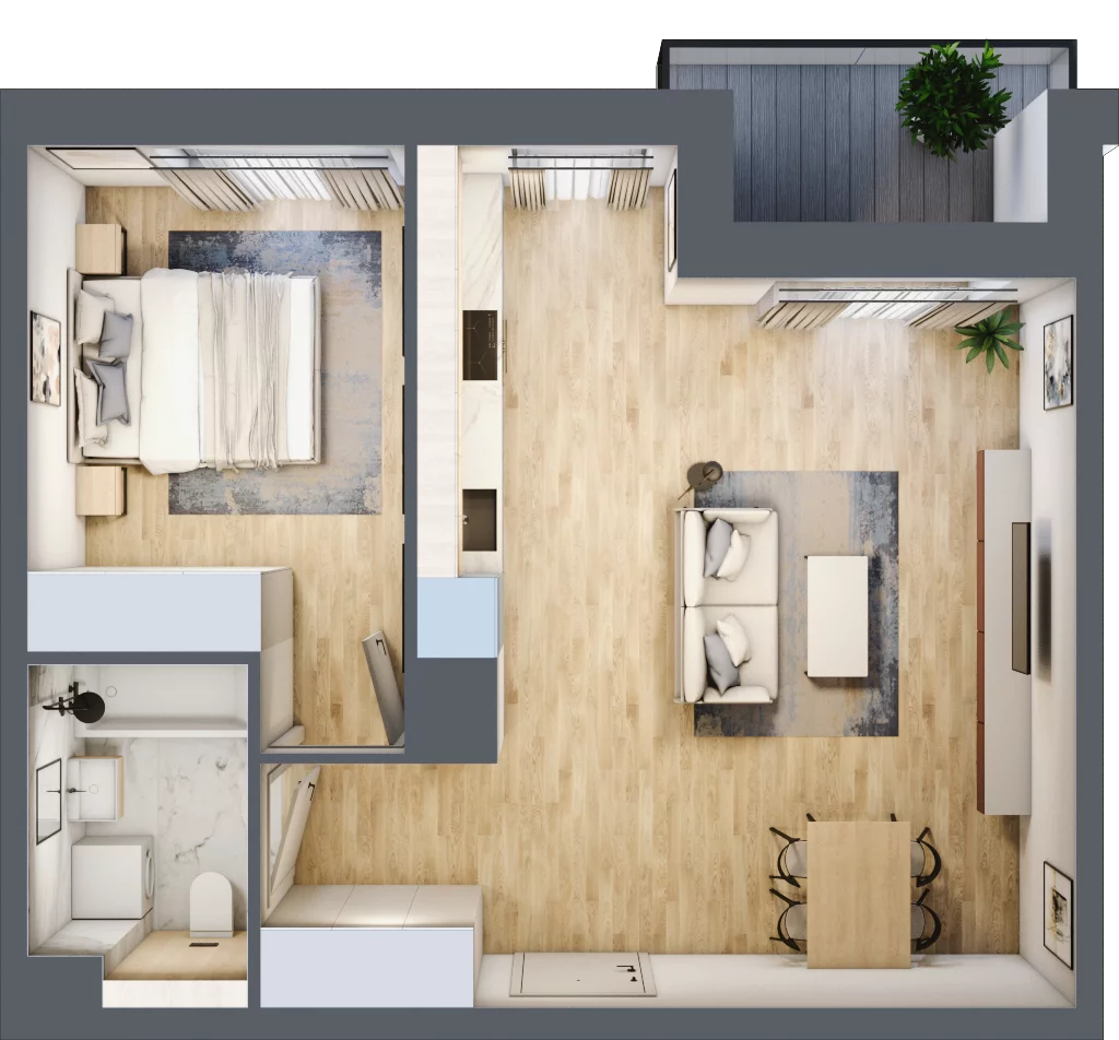 2 pokoje, mieszkanie 46,49 m², piętro 6, oferta nr E.185, Centralna Vita, Kraków, Czyżyny, ul. Ciesielskiego