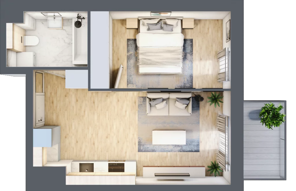 2 pokoje, mieszkanie 36,82 m², piętro 7, oferta nr E.192, Centralna Vita, Kraków, Czyżyny, ul. Ciesielskiego