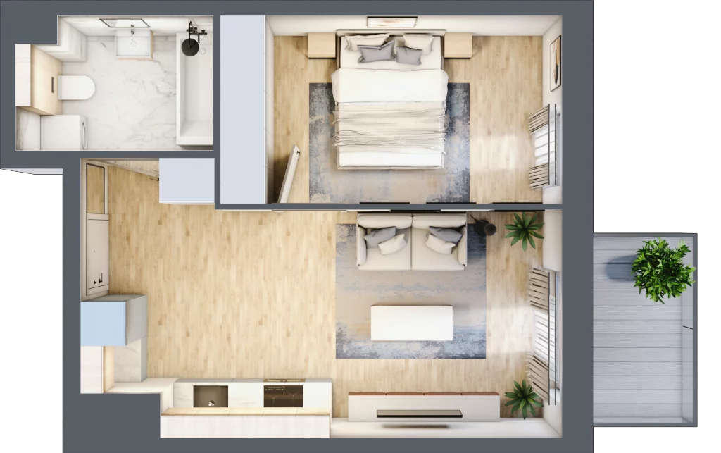 2 pokoje, mieszkanie 36,88 m², piętro 3, oferta nr E.160, Centralna Vita, Kraków, Czyżyny, ul. Ciesielskiego