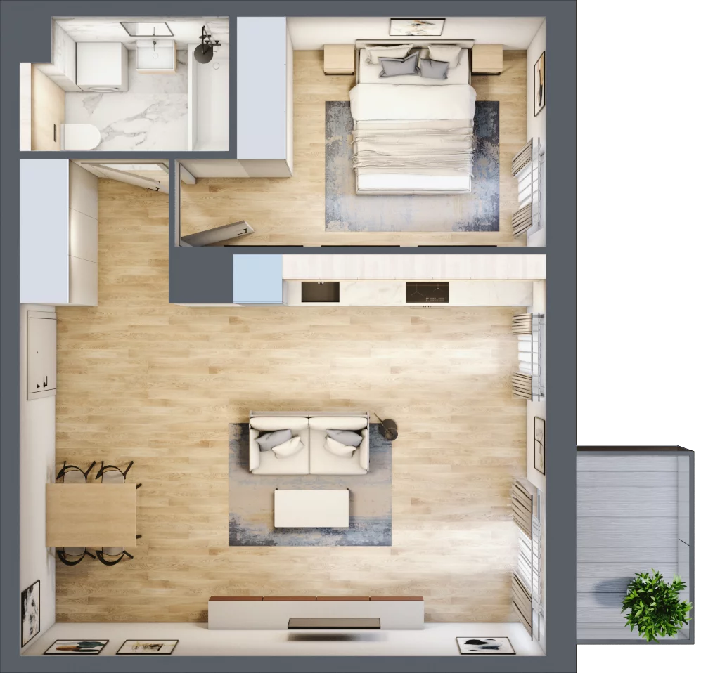 2 pokoje, mieszkanie 49,54 m², piętro 7, oferta nr E.370, Centralna Vita, Kraków, Czyżyny, ul. Ciesielskiego