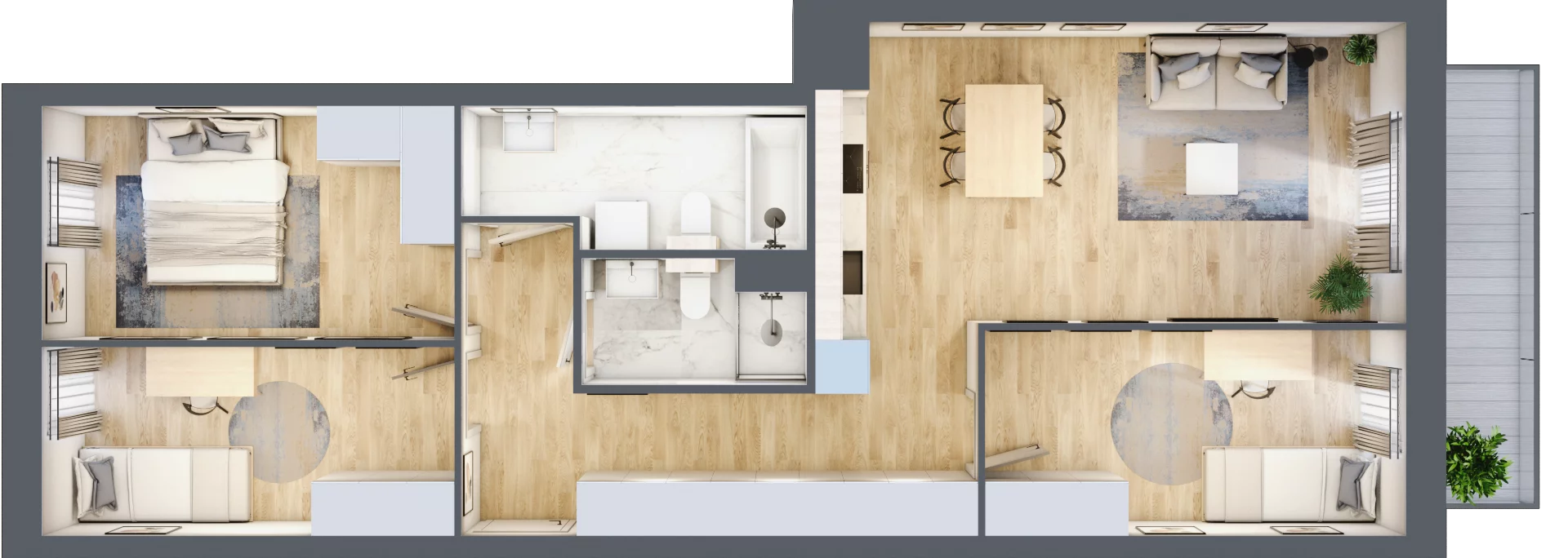 4 pokoje, mieszkanie 74,68 m², piętro 4, oferta nr B.04.02.01, WUWA Vita, Wrocław, Żerniki, Fabryczna, ul. Tadeusza Brzozy
