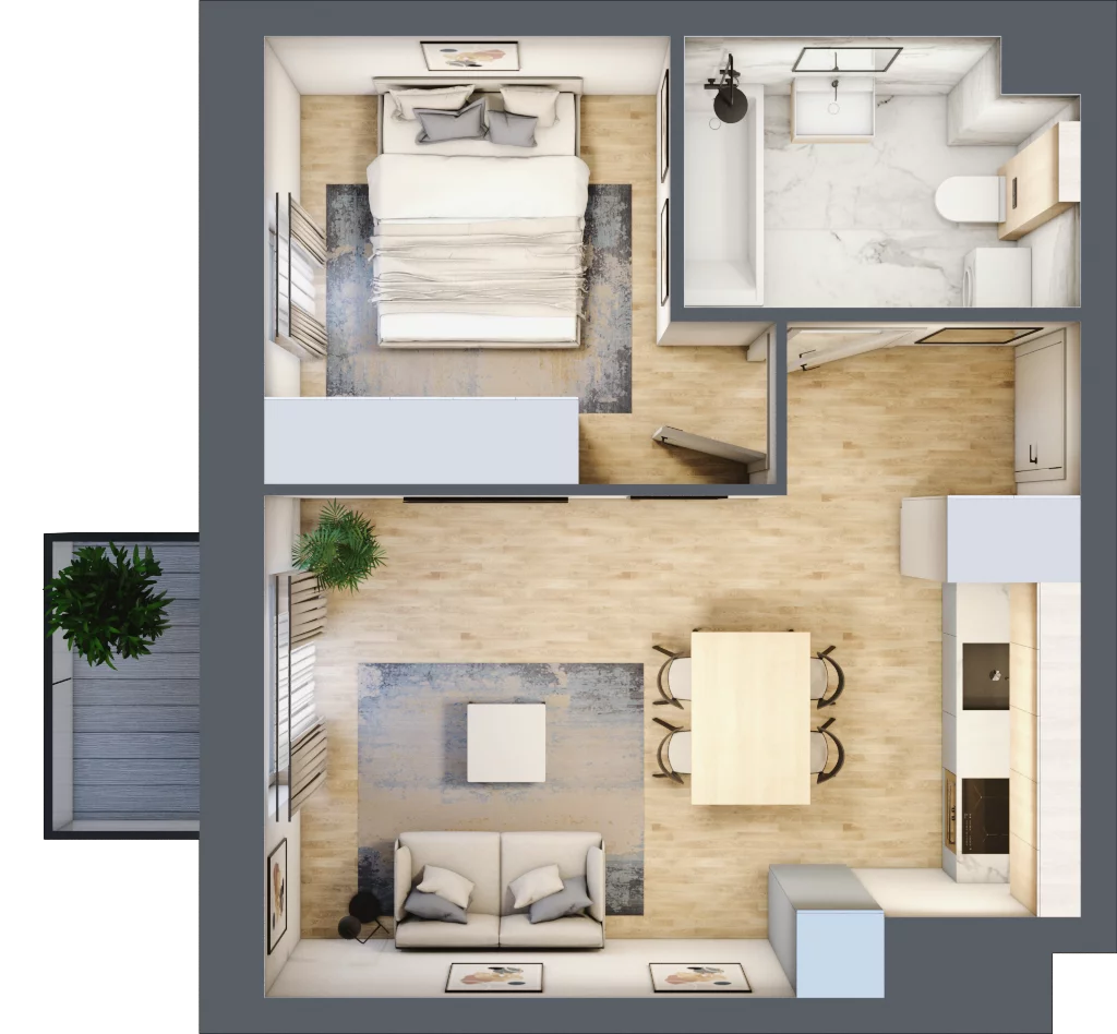 2 pokoje, mieszkanie 40,37 m², piętro 5, oferta nr B.05.01.02, WUWA Vita, Wrocław, Żerniki, Fabryczna, ul. Tadeusza Brzozy