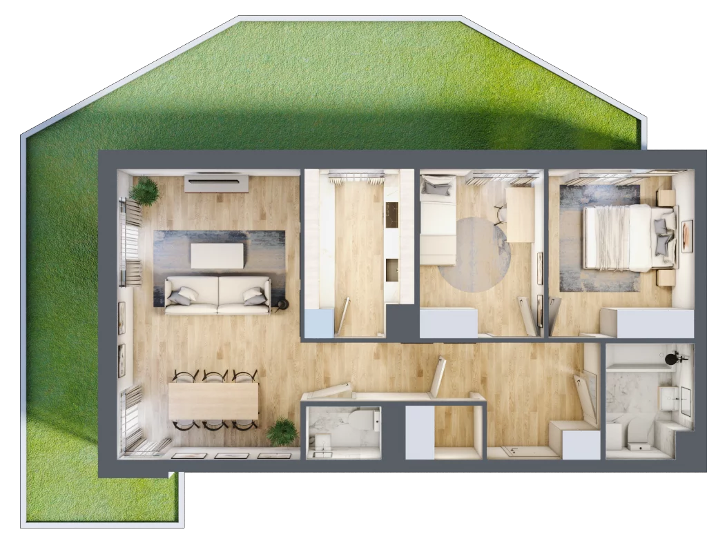 3 pokoje, mieszkanie 68,97 m², parter, oferta nr A1.0D95, Bemowo Vita etap III, Warszawa, Bemowo, Chrzanów, Szeligowska 57	