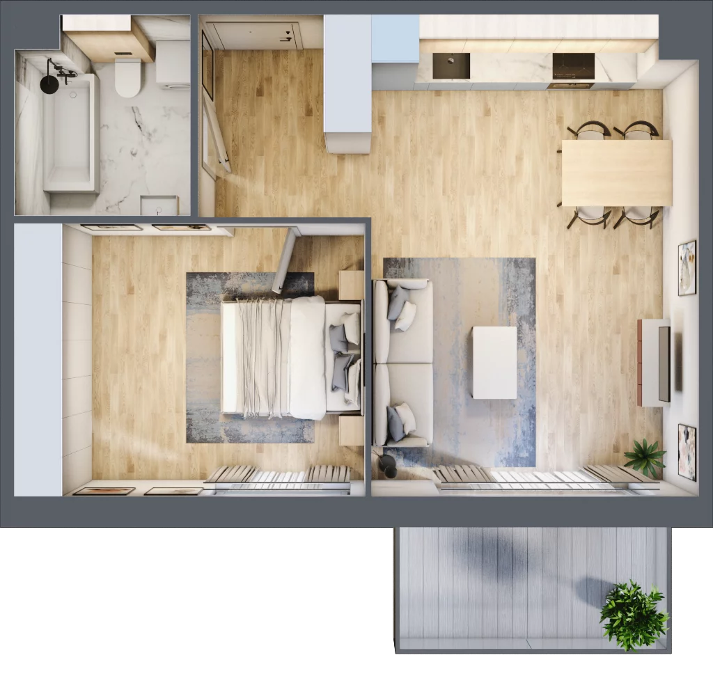 2 pokoje, mieszkanie 51,22 m², piętro 3, oferta nr A.035, Żabiniec Vita, Kraków, Krowodrza, ul. Żabiniec 56