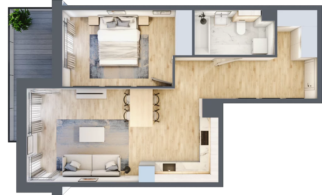 2 pokoje, mieszkanie 49,70 m², piętro 3, oferta nr A.104, Żabiniec Vita, Kraków, Krowodrza, ul. Żabiniec 56