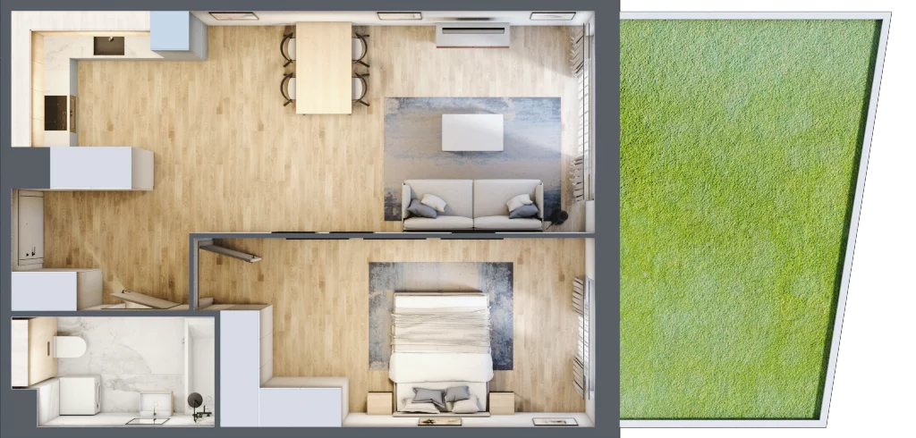 2 pokoje, mieszkanie 53,19 m², parter, oferta nr A.055, Żabiniec Vita, Kraków, Krowodrza, ul. Żabiniec 56