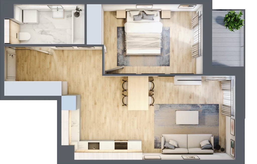 2 pokoje, mieszkanie 46,79 m², piętro 1, oferta nr A.002, Żabiniec Vita, Kraków, Krowodrza, ul. Żabiniec 56