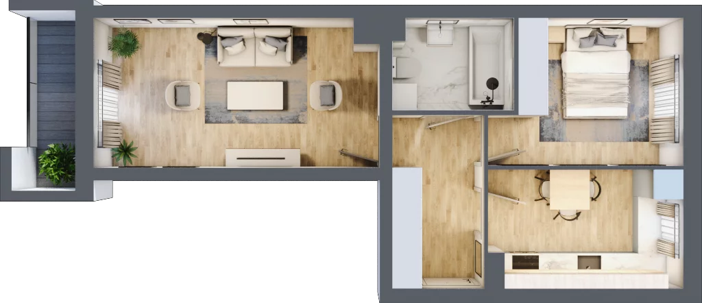 2 pokoje, mieszkanie 48,34 m², piętro 1, oferta nr E2/H/06, Orawska Vita III, Wrocław, Ołtaszyn, Krzyki, ul. Orawska