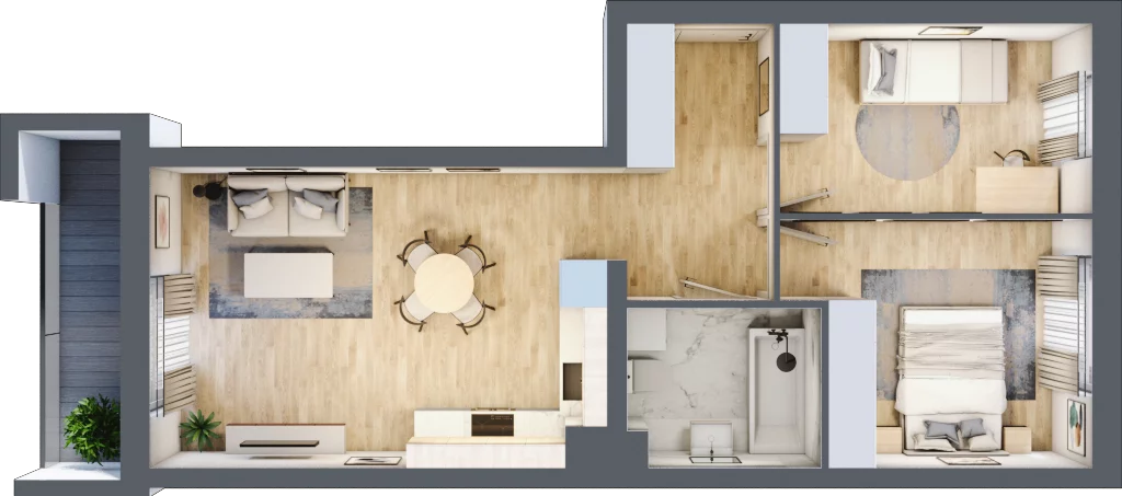 3 pokoje, mieszkanie 54,31 m², piętro 2, oferta nr E1/A/07, Orawska Vita III, Wrocław, Ołtaszyn, Krzyki, ul. Orawska