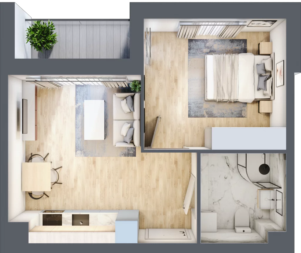 2 pokoje, mieszkanie 38,45 m², parter, oferta nr E1/C/03, Orawska Vita III, Wrocław, Ołtaszyn, Krzyki, ul. Orawska