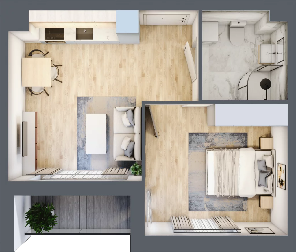 2 pokoje, mieszkanie 38,45 m², parter, oferta nr E2/F/04, Orawska Vita III, Wrocław, Ołtaszyn, Krzyki, ul. Orawska