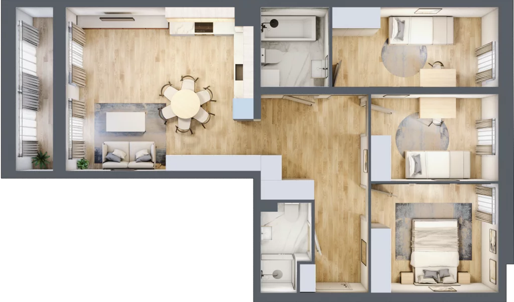 4 pokoje, mieszkanie 85,45 m², parter, oferta nr E1/B/03, Orawska Vita III, Wrocław, Ołtaszyn, Krzyki, ul. Orawska