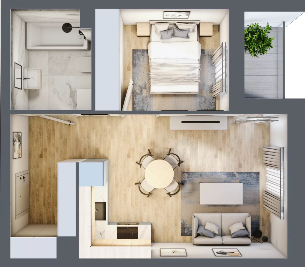 2 pokoje, mieszkanie 37,92 m², parter, oferta nr E2/G/02, Orawska Vita III, Wrocław, Ołtaszyn, Krzyki, ul. Orawska