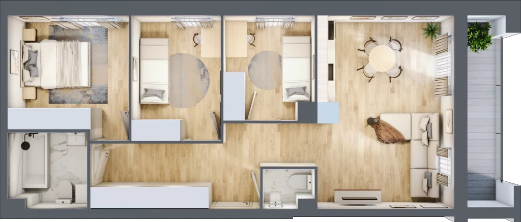 4 pokoje, mieszkanie 66,35 m², parter, oferta nr E2/F/02, Orawska Vita III, Wrocław, Ołtaszyn, Krzyki, ul. Orawska