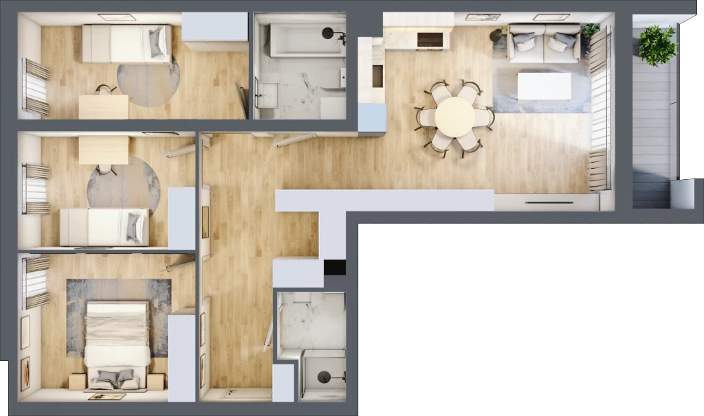 4 pokoje, mieszkanie 77,25 m², piętro 1, oferta nr E2/G/06, Orawska Vita III, Wrocław, Ołtaszyn, Krzyki, ul. Orawska