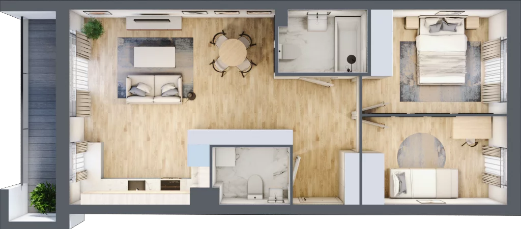 3 pokoje, mieszkanie 61,76 m², piętro 2, oferta nr E1/A/09, Orawska Vita III, Wrocław, Ołtaszyn, Krzyki, ul. Orawska