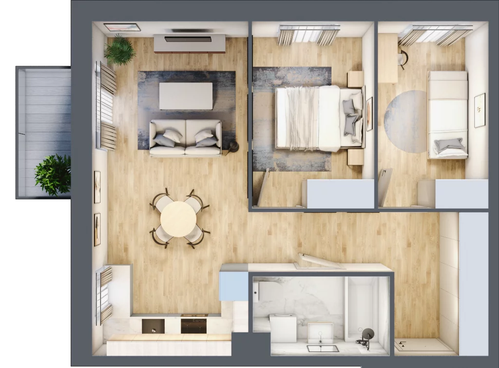 3 pokoje, mieszkanie 54,49 m², parter, oferta nr E1/B/01, Orawska Vita III, Wrocław, Ołtaszyn, Krzyki, ul. Orawska