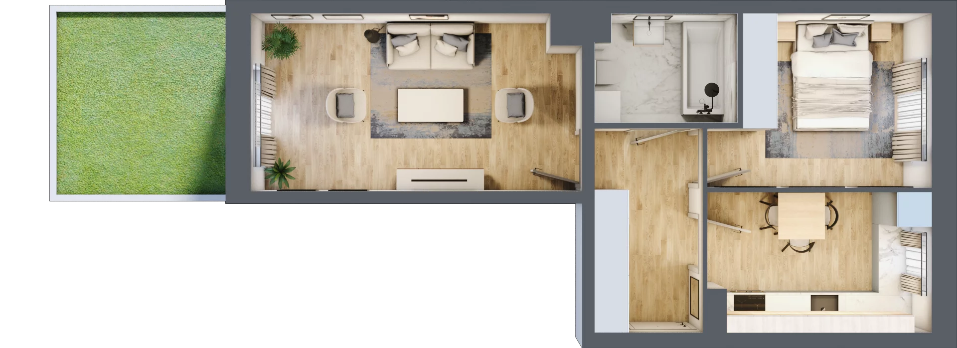 2 pokoje, mieszkanie 48,41 m², parter, oferta nr E2/H/03, Orawska Vita III, Wrocław, Ołtaszyn, Krzyki, ul. Orawska