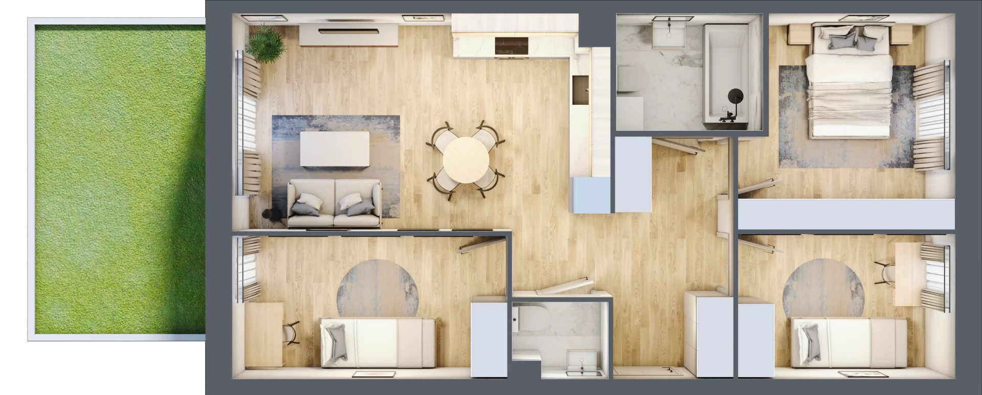 4 pokoje, mieszkanie 68,09 m², parter, oferta nr E1/D/01, Orawska Vita III, Wrocław, Ołtaszyn, Krzyki, ul. Orawska