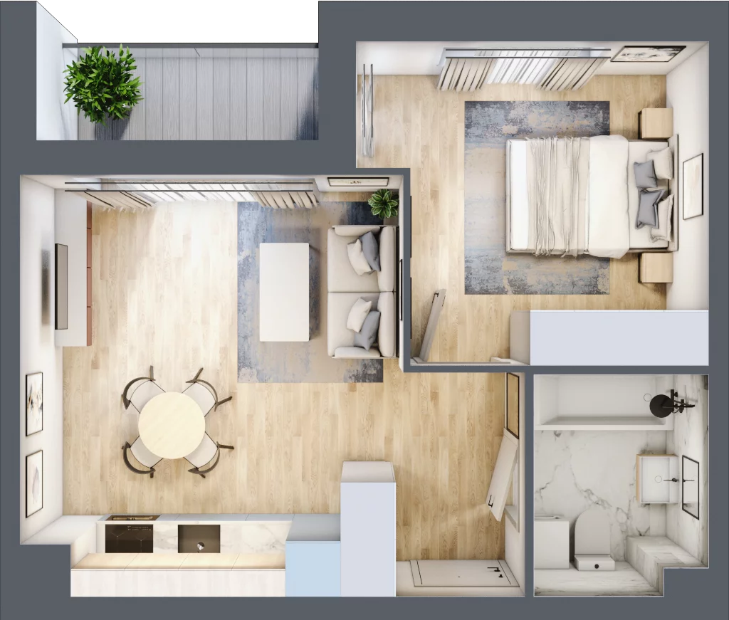 2 pokoje, mieszkanie 38,46 m², parter, oferta nr E1/C/04, Orawska Vita III, Wrocław, Ołtaszyn, Krzyki, ul. Orawska
