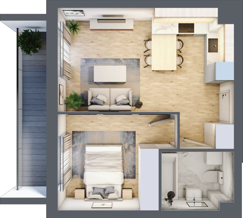 2 pokoje, mieszkanie 37,26 m², piętro 2, oferta nr E1/A/08, Orawska Vita III, Wrocław, Ołtaszyn, Krzyki, ul. Orawska