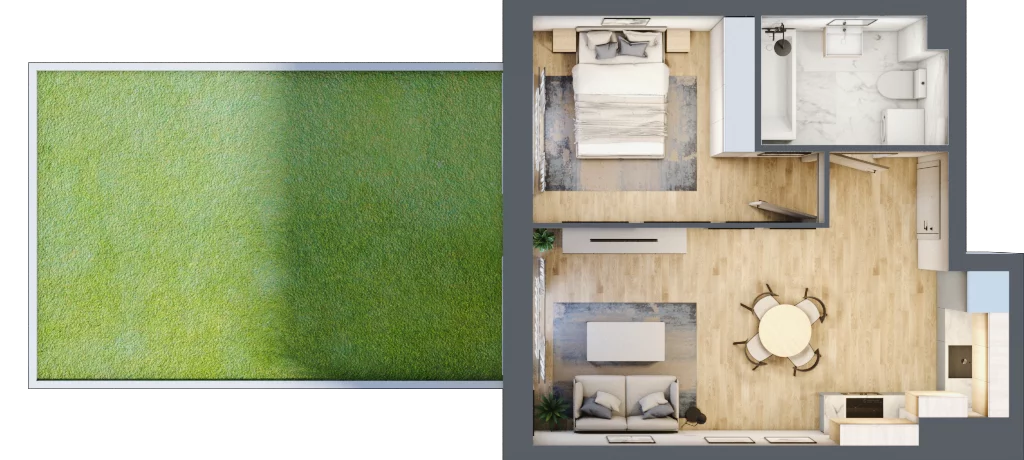 2 pokoje, mieszkanie 38,24 m², parter, oferta nr E2/F/06, Orawska Vita III, Wrocław, Ołtaszyn, Krzyki, ul. Orawska