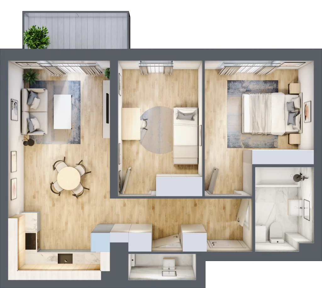 3 pokoje, mieszkanie 60,50 m², piętro 2, oferta nr E2/F/19, Orawska Vita III, Wrocław, Ołtaszyn, Krzyki, ul. Orawska
