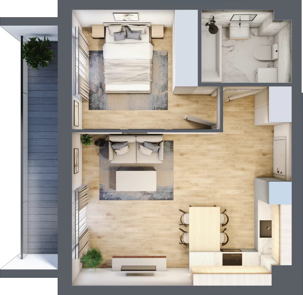2 pokoje, mieszkanie 40,86 m², piętro 2, oferta nr E2/H/08, Orawska Vita III, Wrocław, Ołtaszyn, Krzyki, ul. Orawska