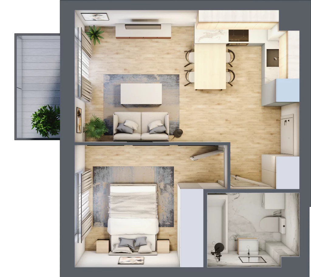 2 pokoje, mieszkanie 37,26 m², piętro 2, oferta nr E1/D/07, Orawska Vita III, Wrocław, Ołtaszyn, Krzyki, ul. Orawska