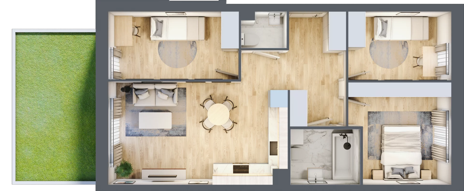 4 pokoje, mieszkanie 68,09 m², parter, oferta nr E2/E/02, Orawska Vita III, Wrocław, Ołtaszyn, Krzyki, ul. Orawska