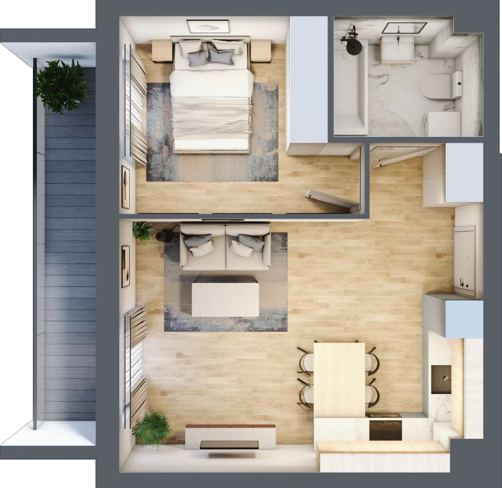 2 pokoje, mieszkanie 40,86 m², piętro 1, oferta nr E2/H/05, Orawska Vita III, Wrocław, Ołtaszyn, Krzyki, ul. Orawska
