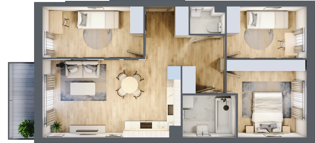 4 pokoje, mieszkanie 68,34 m², piętro 1, oferta nr E1/C/13, Orawska Vita III, Wrocław, Ołtaszyn, Krzyki, ul. Orawska