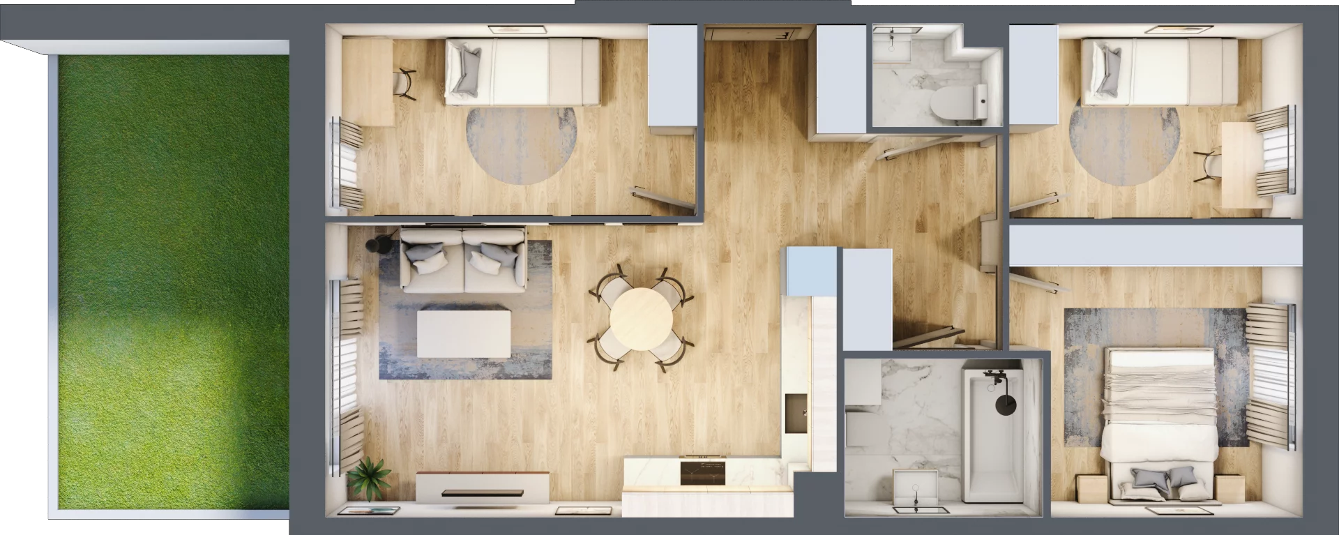 4 pokoje, mieszkanie 68,07 m², parter, oferta nr E1/C/06, Orawska Vita III, Wrocław, Ołtaszyn, Krzyki, ul. Orawska