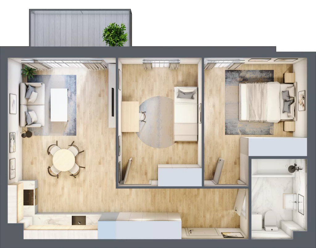 3 pokoje, mieszkanie 58,47 m², piętro 1, oferta nr F2/F/13, Orawska Vita III, Wrocław, Ołtaszyn, Krzyki, ul. Orawska