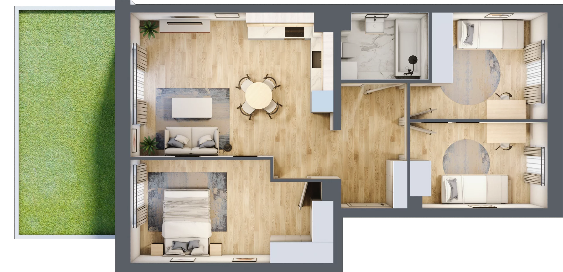 4 pokoje, mieszkanie 71,34 m², parter, oferta nr F2/E/01, Orawska Vita III, Wrocław, Ołtaszyn, Krzyki, ul. Orawska