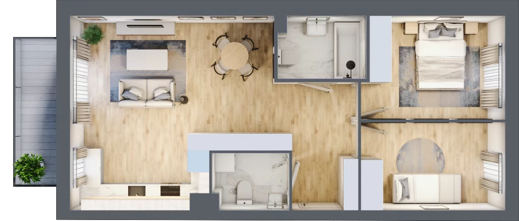 3 pokoje, mieszkanie 61,76 m², piętro 1, oferta nr F1/D/03, Orawska Vita III, Wrocław, Ołtaszyn, Krzyki, ul. Orawska