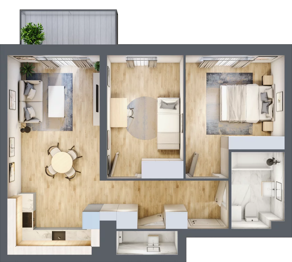 3 pokoje, mieszkanie 60,50 m², piętro 1, oferta nr F2/F/12, Orawska Vita III, Wrocław, Ołtaszyn, Krzyki, ul. Orawska