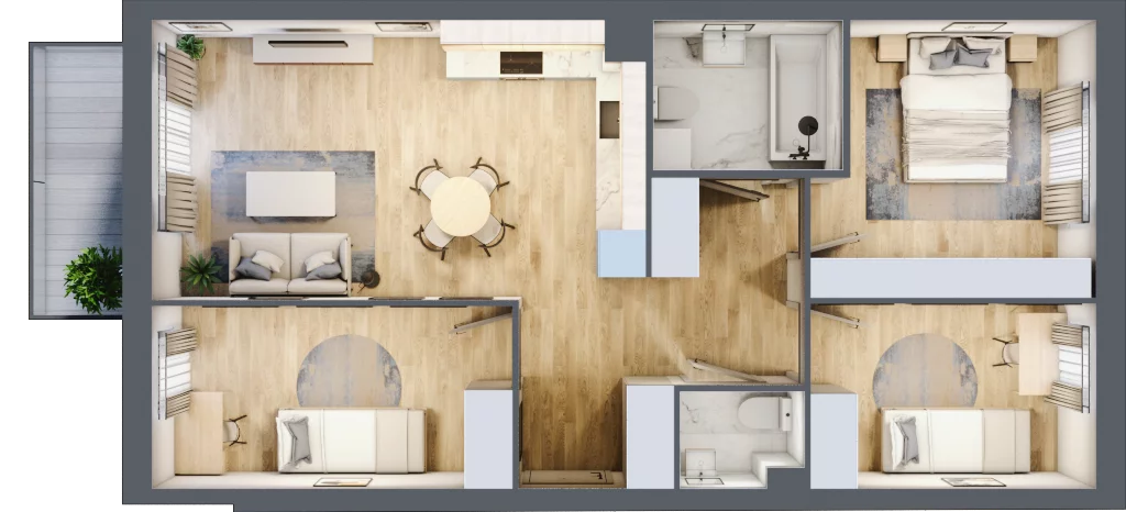 4 pokoje, mieszkanie 68,33 m², piętro 1, oferta nr F2/F/07, Orawska Vita III, Wrocław, Ołtaszyn, Krzyki, ul. Orawska