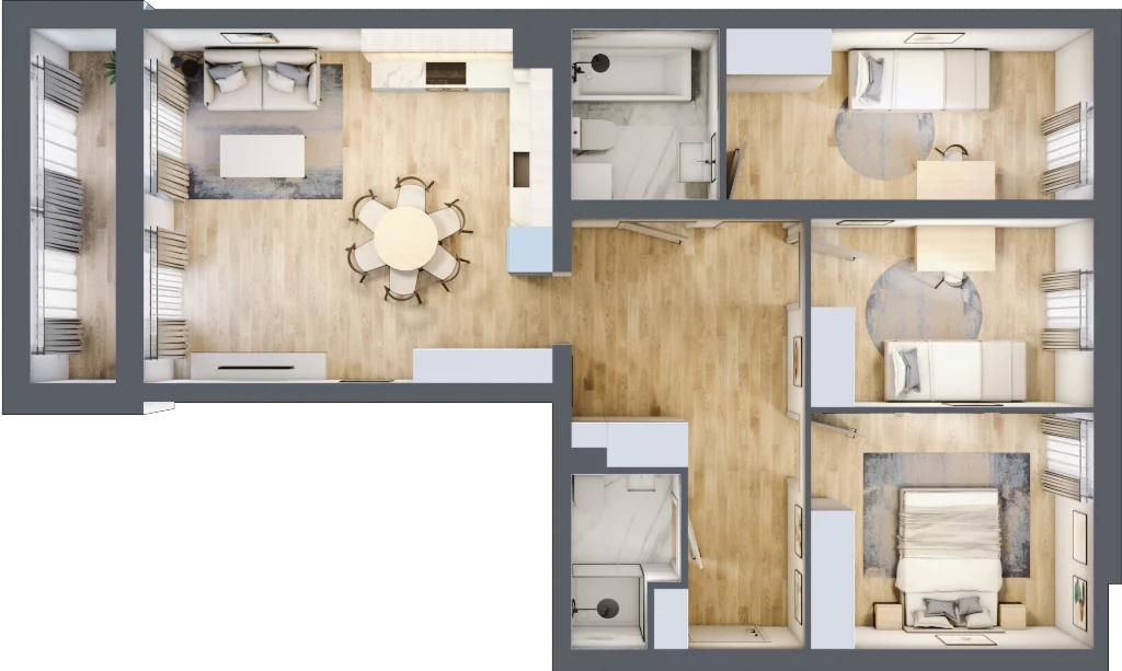 4 pokoje, mieszkanie 85,30 m², piętro 2, oferta nr F1/B/15, Orawska Vita III, Wrocław, Ołtaszyn, Krzyki, ul. Orawska