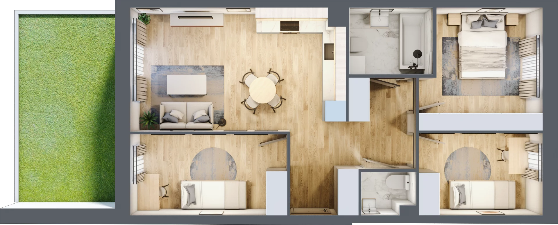 4 pokoje, mieszkanie 68,07 m², parter, oferta nr F2/F/01, Orawska Vita III, Wrocław, Ołtaszyn, Krzyki, ul. Orawska