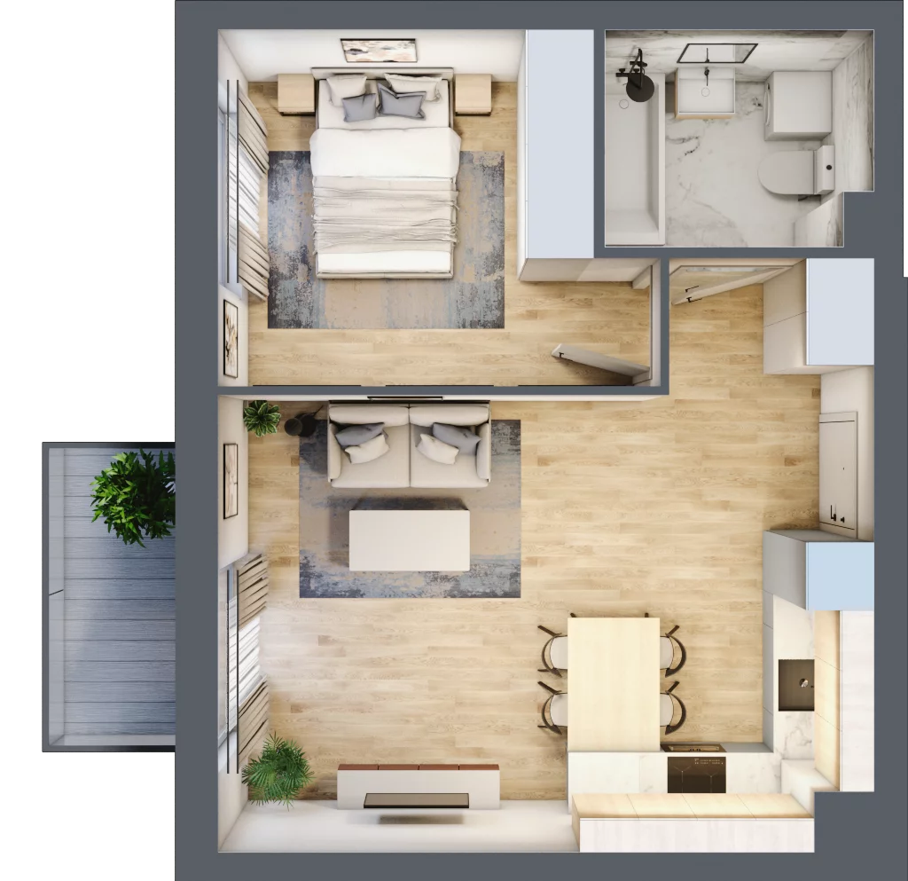 2 pokoje, mieszkanie 40,87 m², piętro 2, oferta nr F2/E/07, Orawska Vita III, Wrocław, Ołtaszyn, Krzyki, ul. Orawska