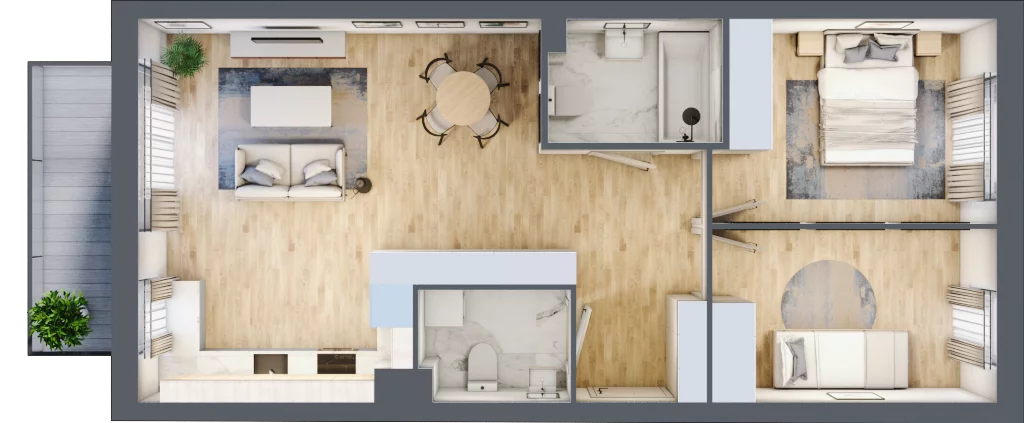 3 pokoje, mieszkanie 61,76 m², piętro 2, oferta nr F1/D/06, Orawska Vita III, Wrocław, Ołtaszyn, Krzyki, ul. Orawska